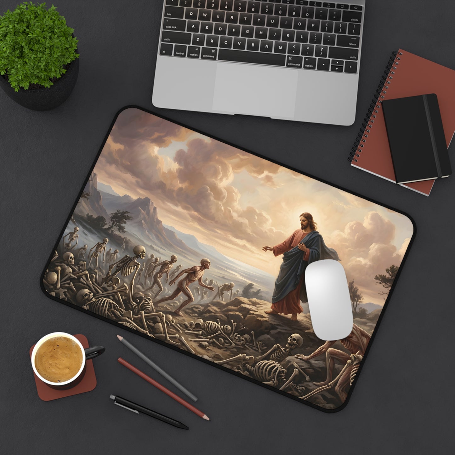 “Valley of Dry Bones - Ezekiel 37 Resurrection” - Desk Mat