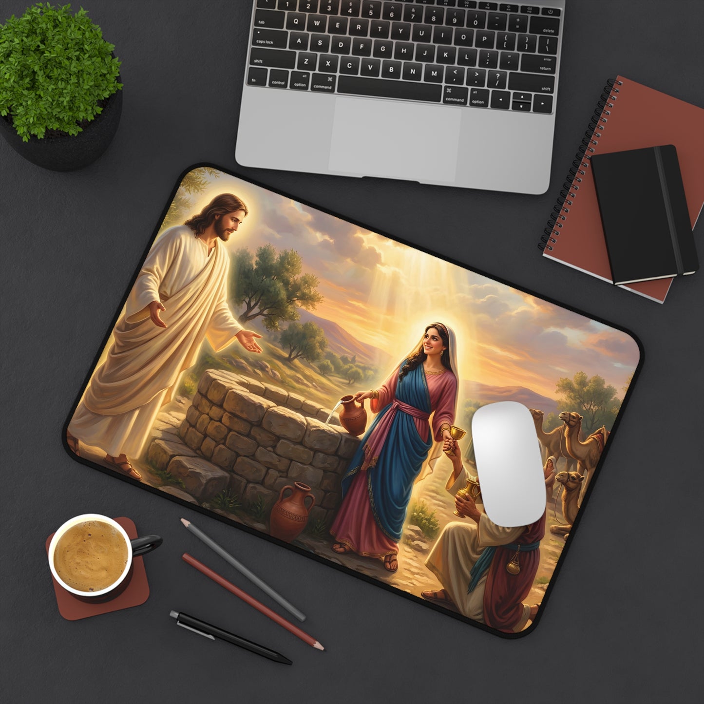 “Providence Unveiled - Rebekah at the Well” - Desk Mat