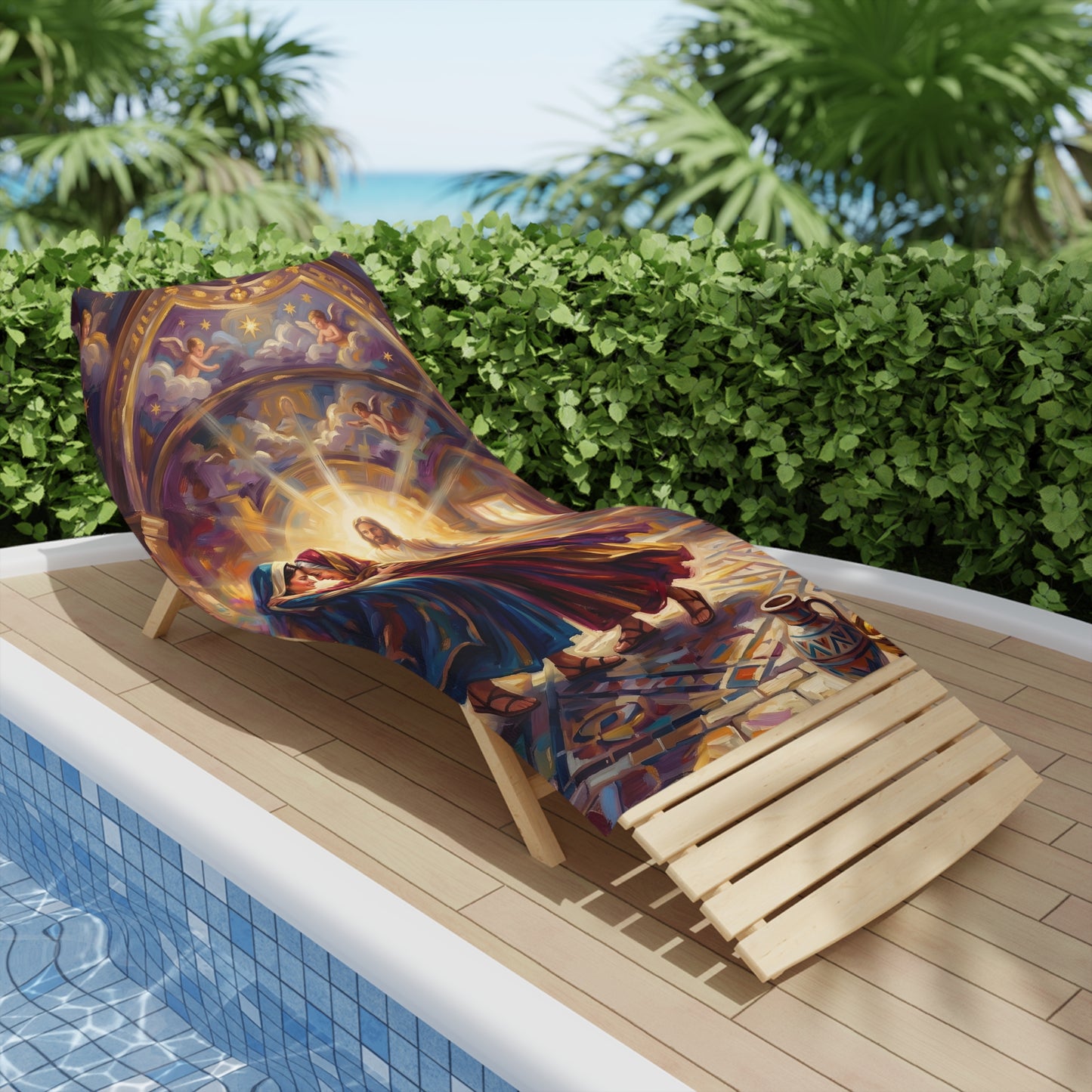 “Divine Embrace - Mary and Elizabeth's Joyful Meeting” - Beach Towel