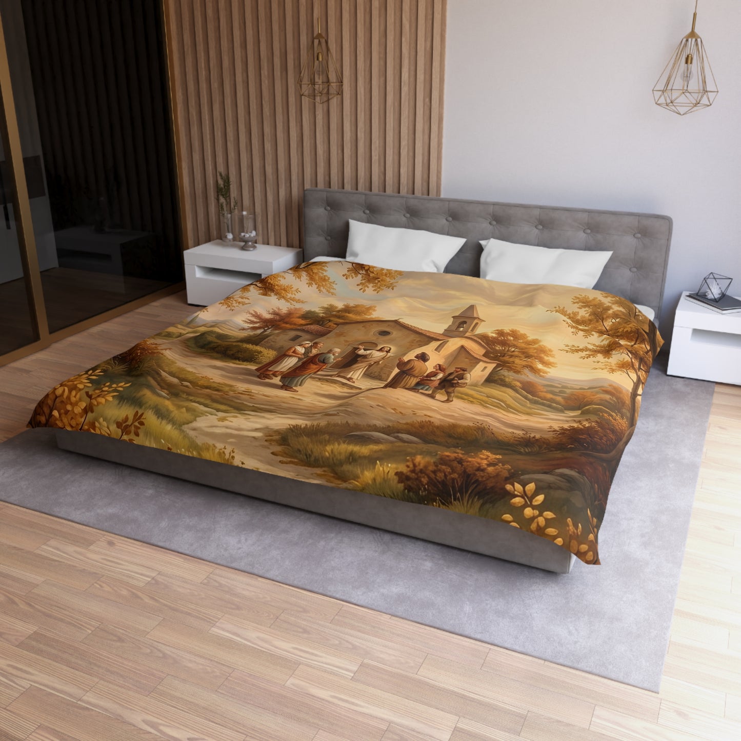 “Sanctuary in Serenity - Autumn's Golden Embrace” - Duvet Cover