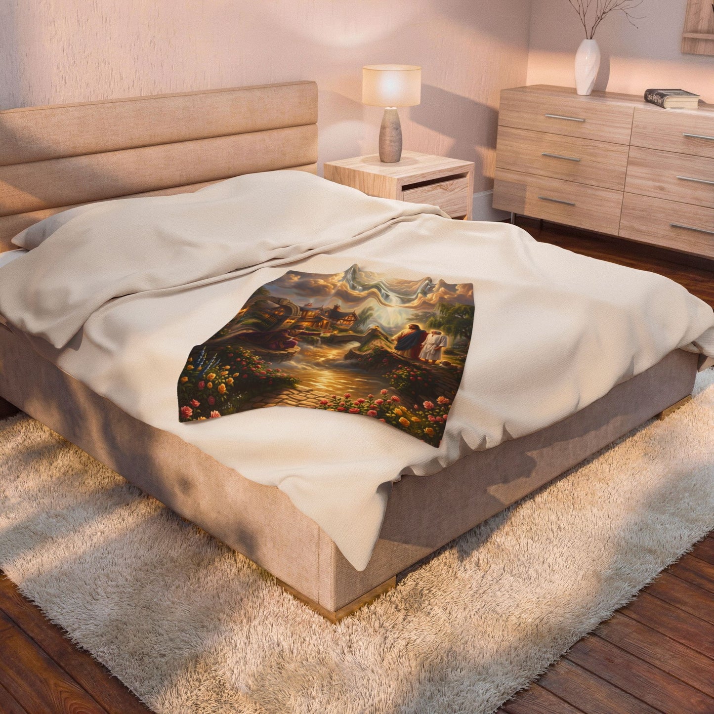 “The Great Reversal - Lazarus at the Rich Man’s Gate” - Plush Blanket