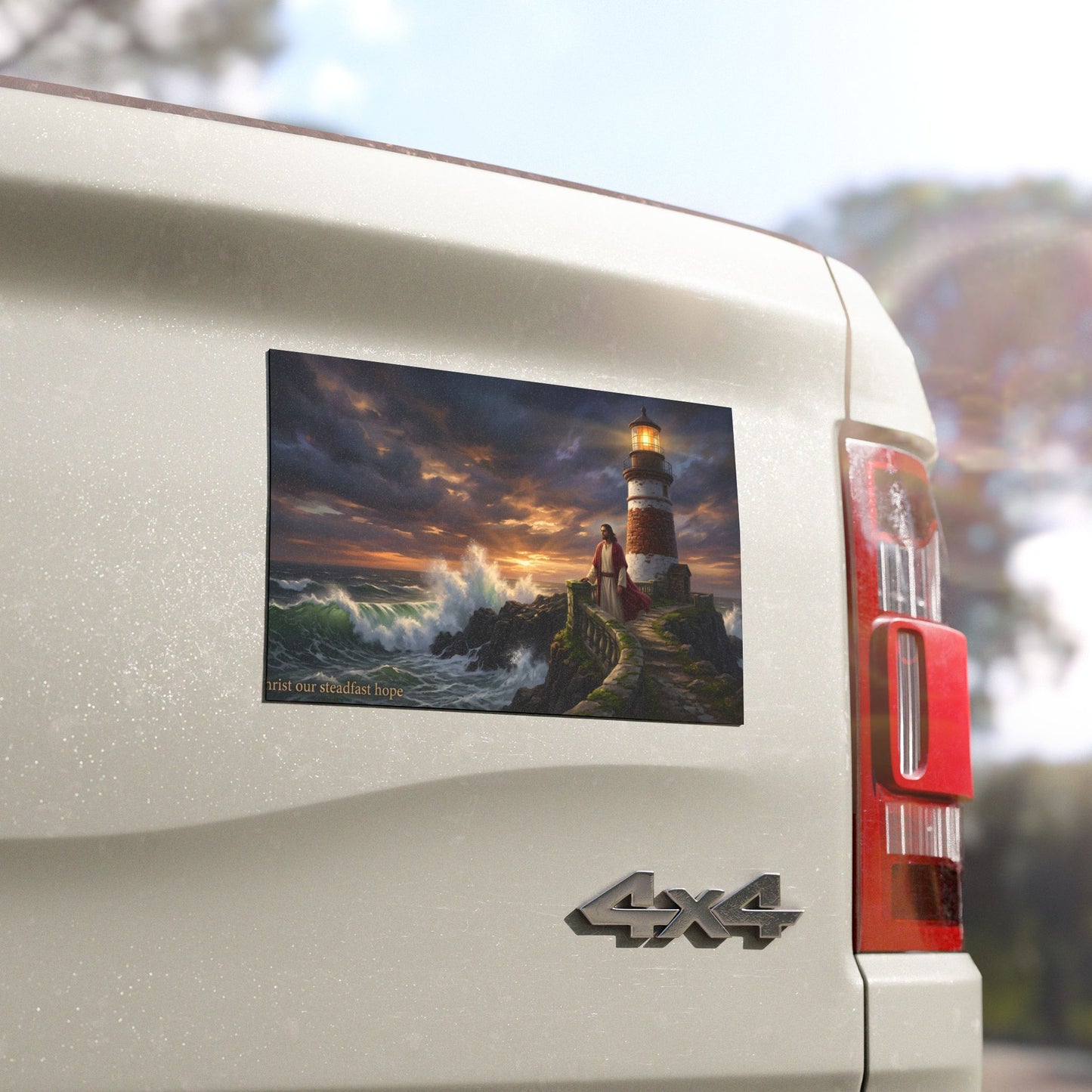 “Steadfast Hope - Lighthouse in the Storm” - Car Magnet