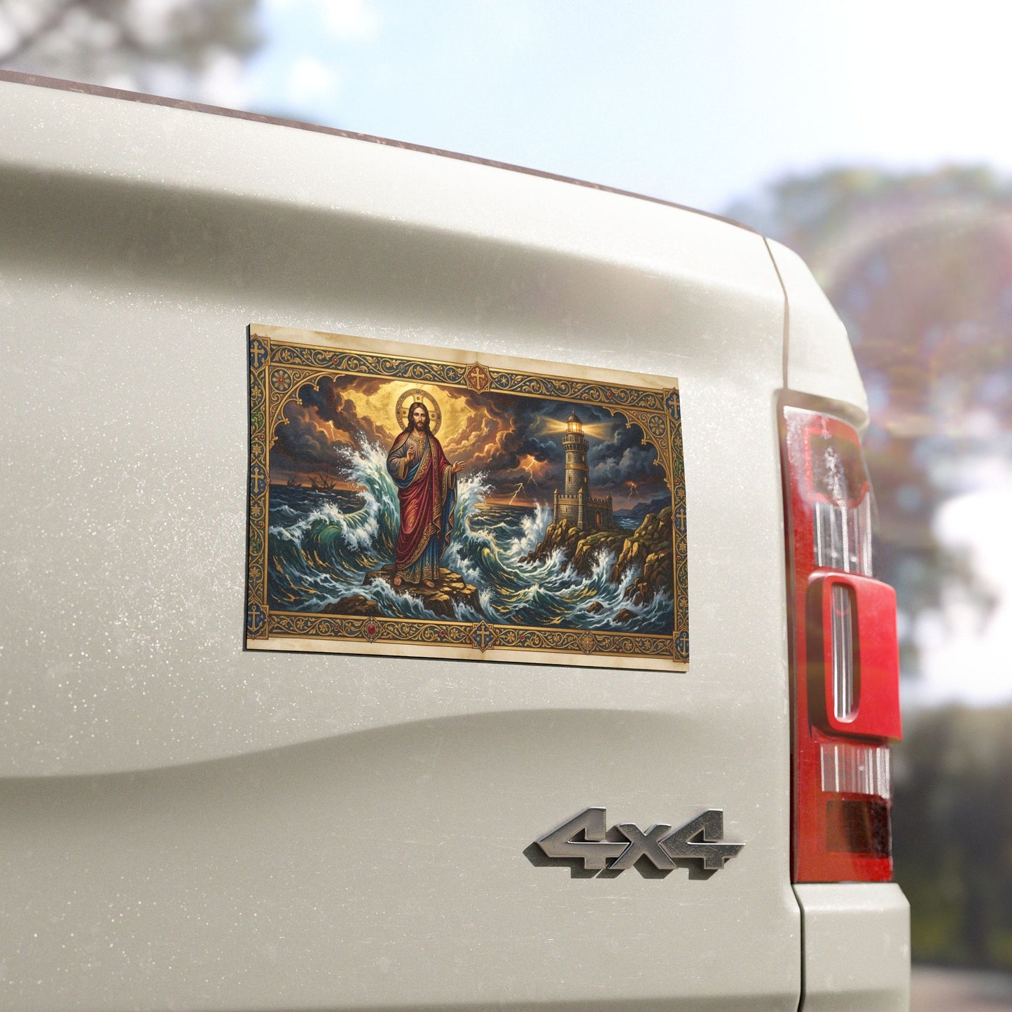 “Steadfast Hope - Lighthouse in the Storm” - Car Magnet