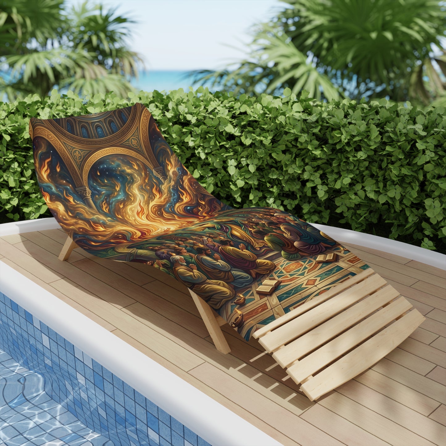 “Spirit Poured Out - Pentecost Flames Descending” - Beach Towel