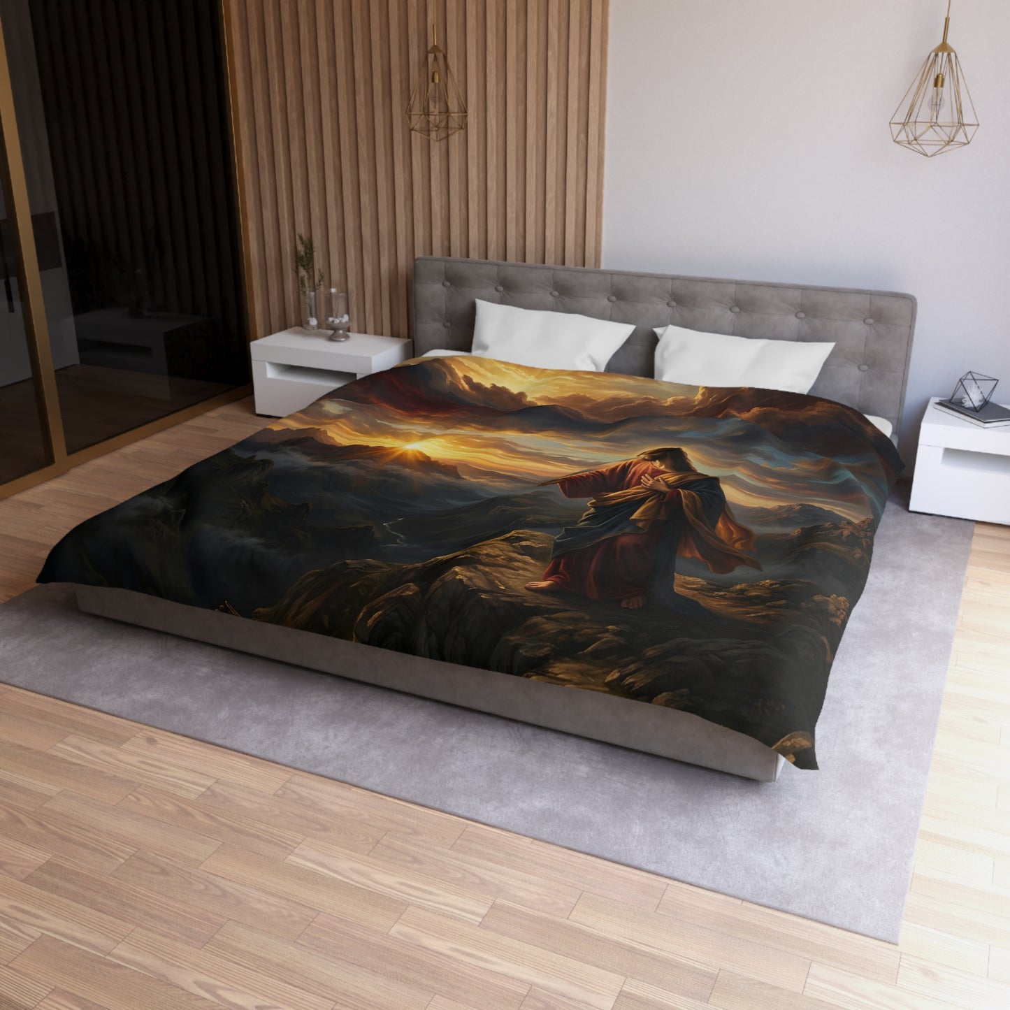 “Joy Comes in the Morning - Sunrise Over Dark Valley” - Duvet Cover