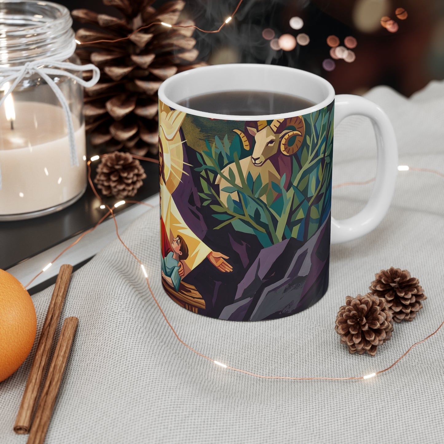 “The Lord Will Provide - Abraham and Isaac on Mount Moriah” - Coffee Mug