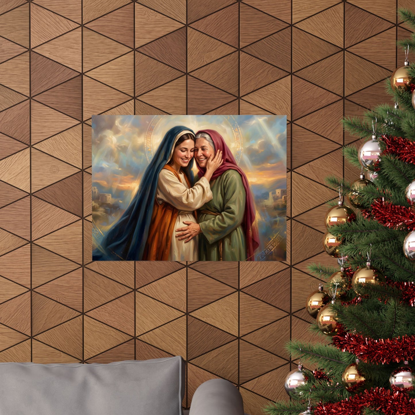 “Blessed Among Women - Mary and Elizabeth Embrace” - Poster