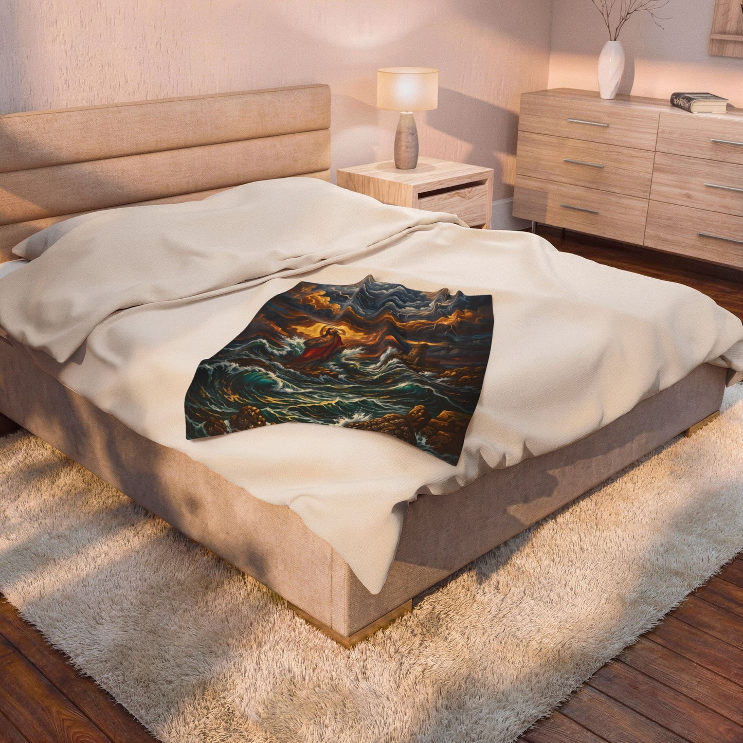 “Steadfast Hope - Lighthouse in the Storm” - Plush Blanket