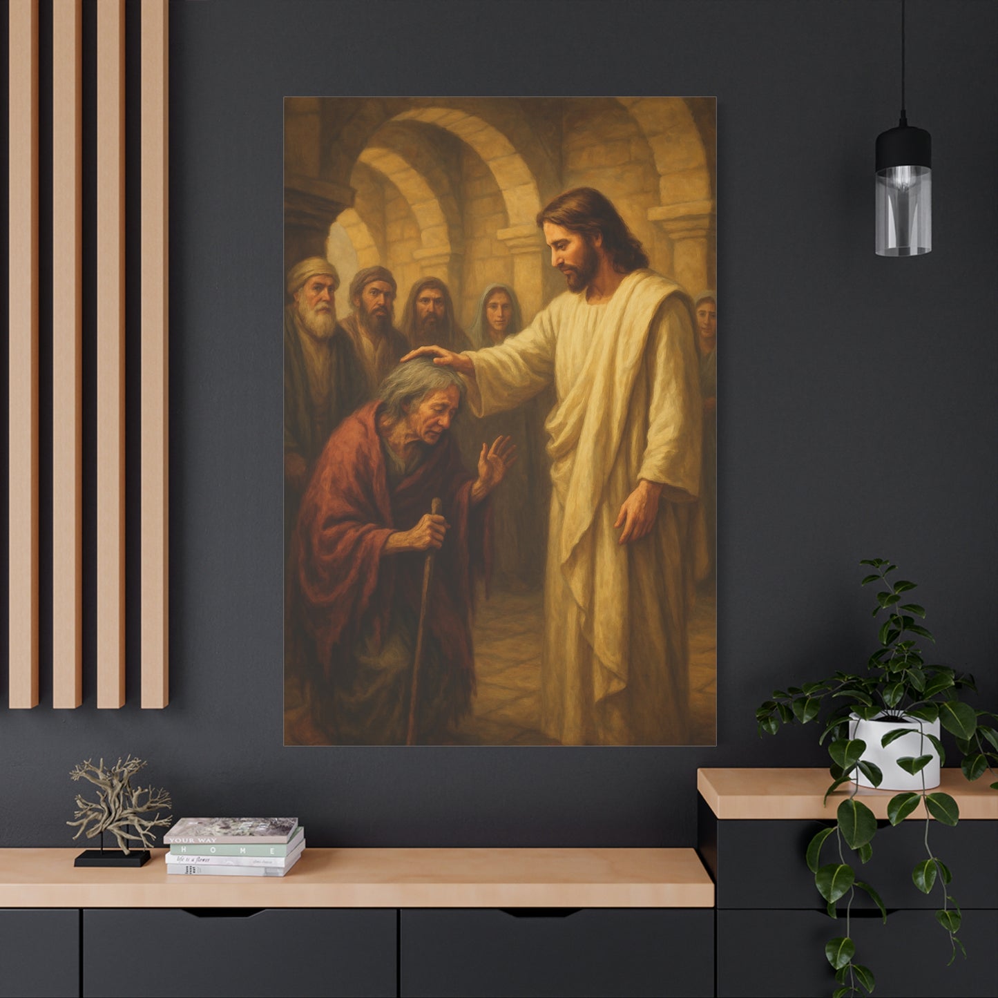 “Jesus Heals the Woman Bent for 18 Years – Luke 13:10–17” - Canvas Art