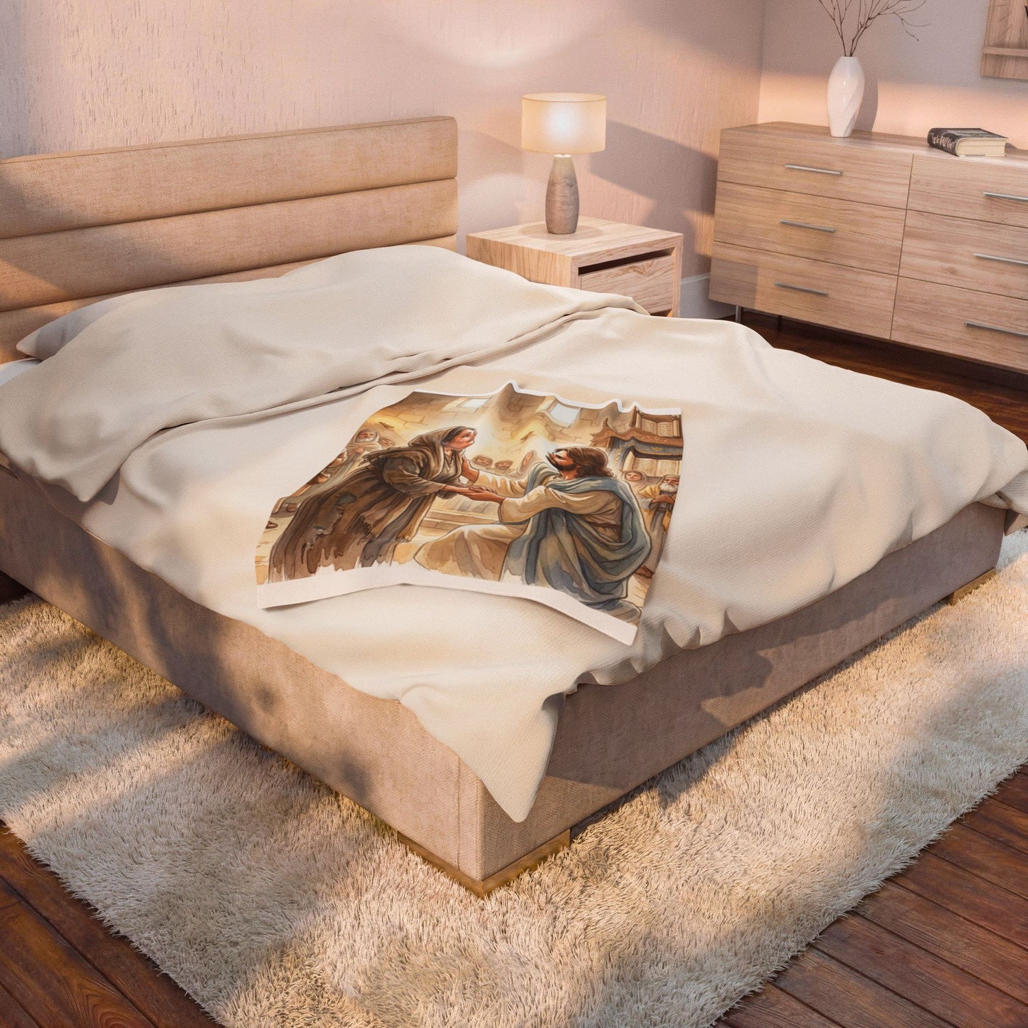 “Released - Jesus Heals the Bent Woman” - Plush Blanket