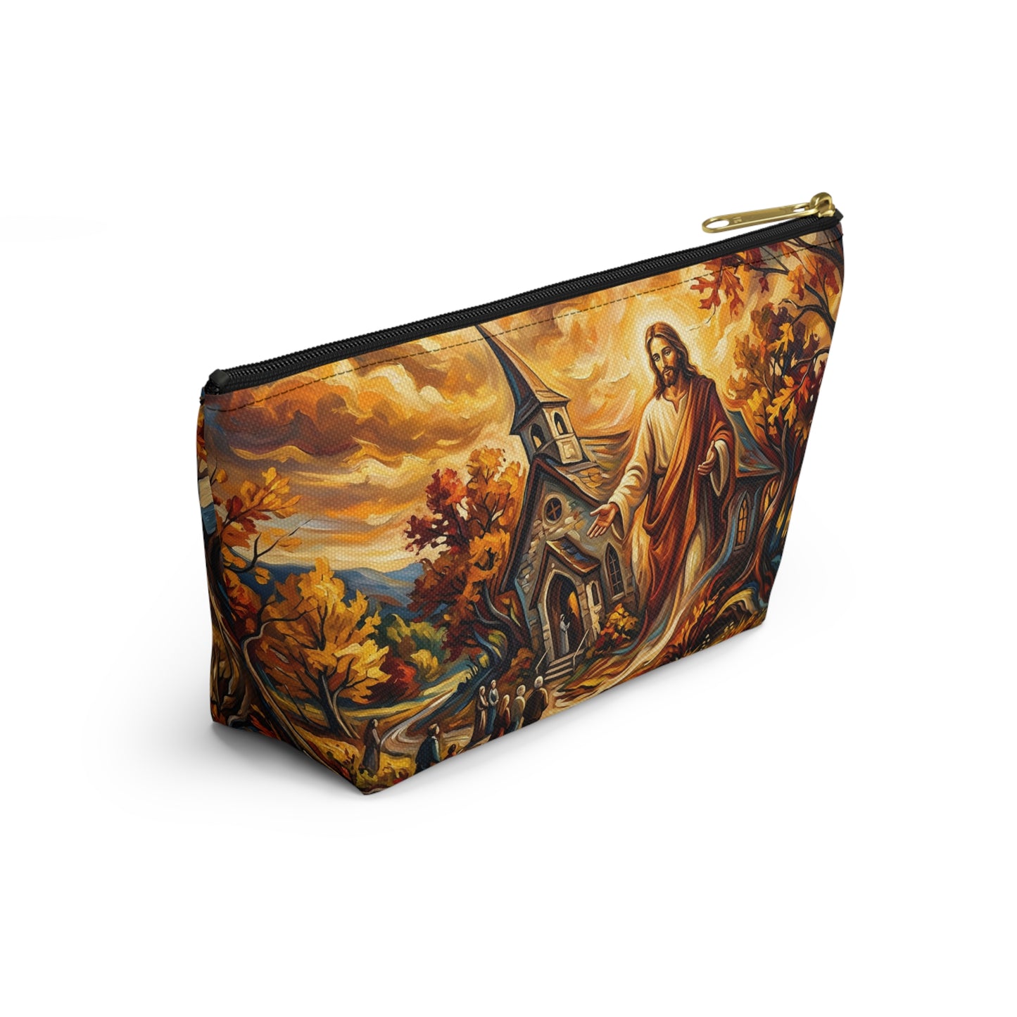 “Abide With Me - Autumn Church at Sunset” - Accessory Pouch