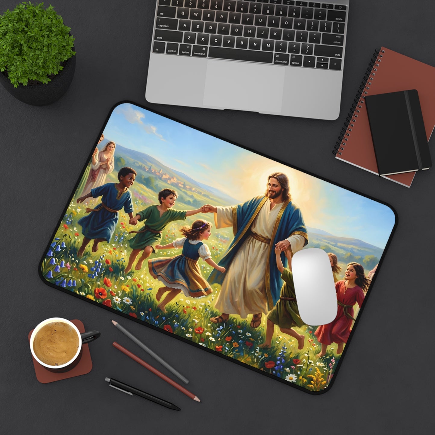 “Joy Overflowing - Children Dancing in the Meadow” - Desk Mat