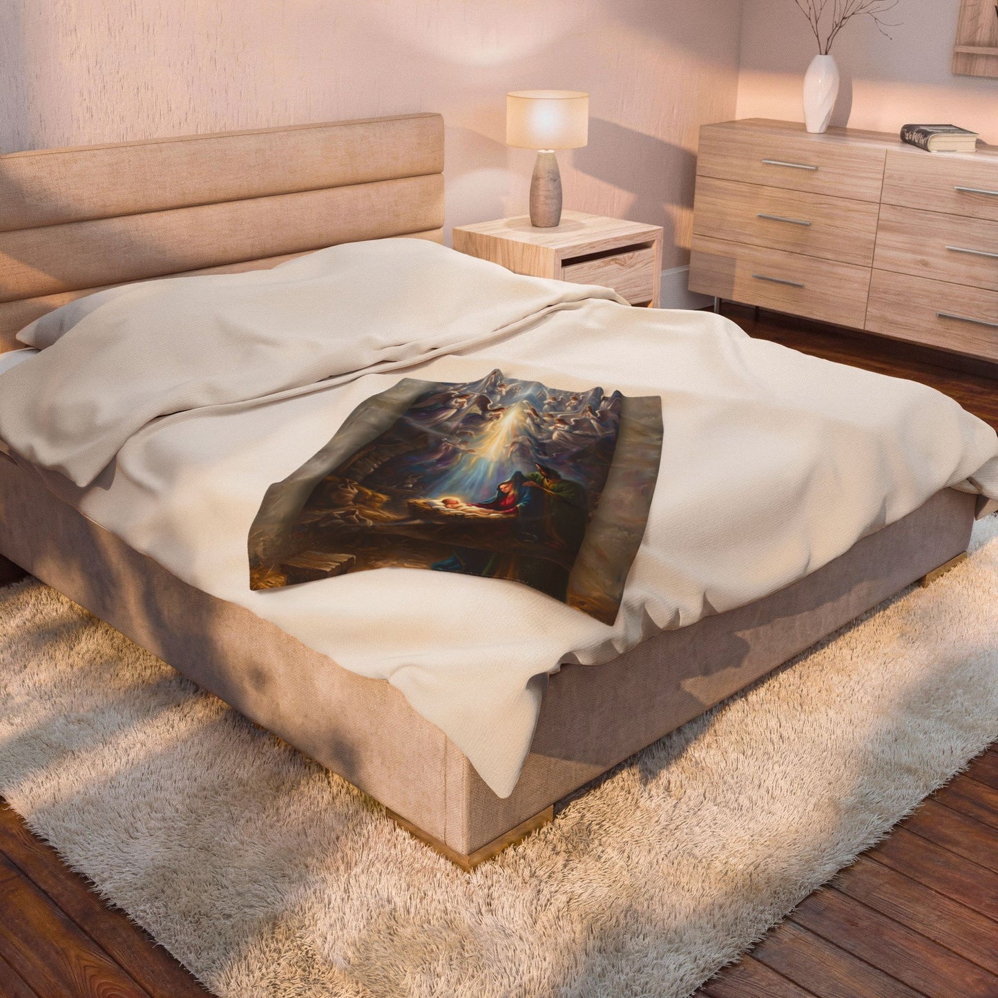 “Prince of Peace - Holy Family in Bethlehem” - Plush Blanket
