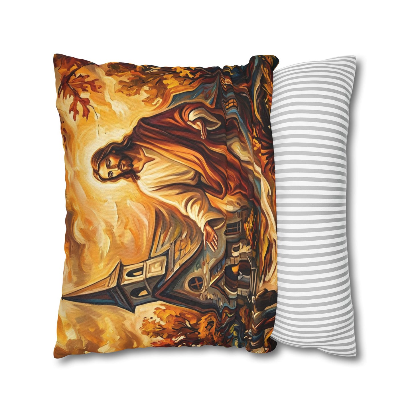 “Abide With Me - Autumn Church at Sunset” - Pillowcase