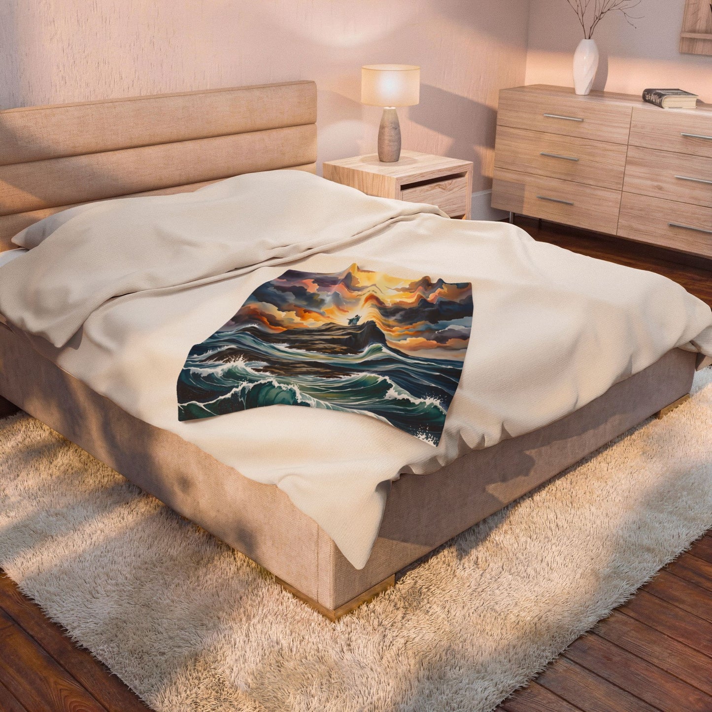 “My Refuge and Strength - Rock in the Storm” - Plush Blanket