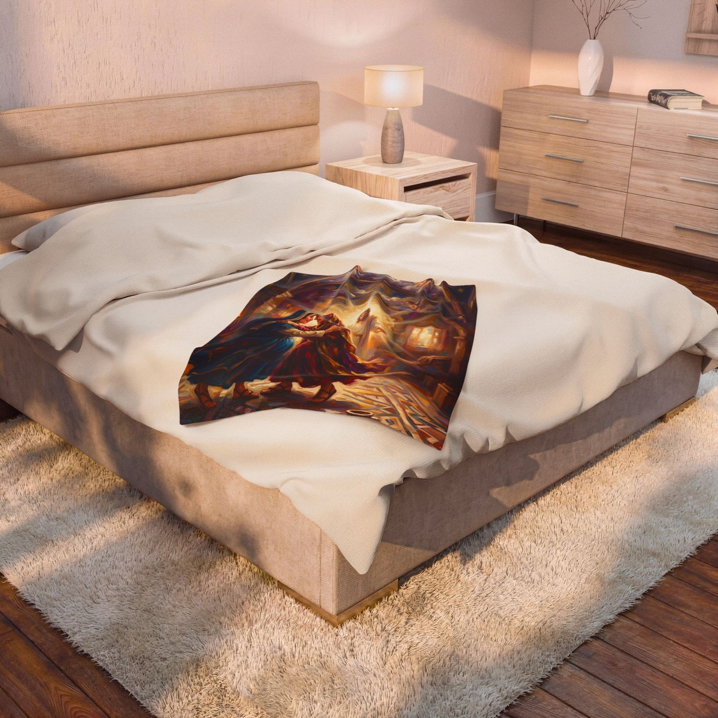 “Divine Embrace - Mary and Elizabeth's Joyful Meeting” - Plush Blanket
