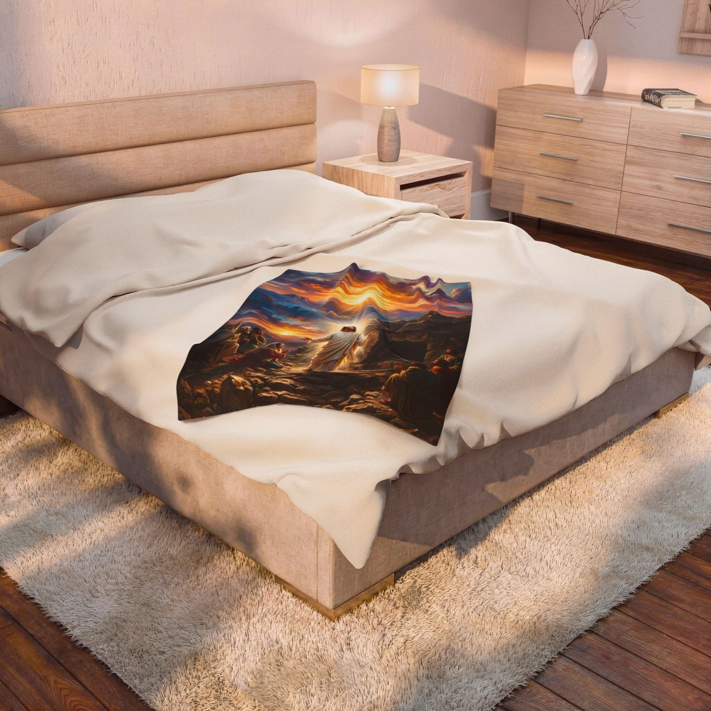 “He Is Risen - The Empty Tomb at Dawn” - Plush Blanket