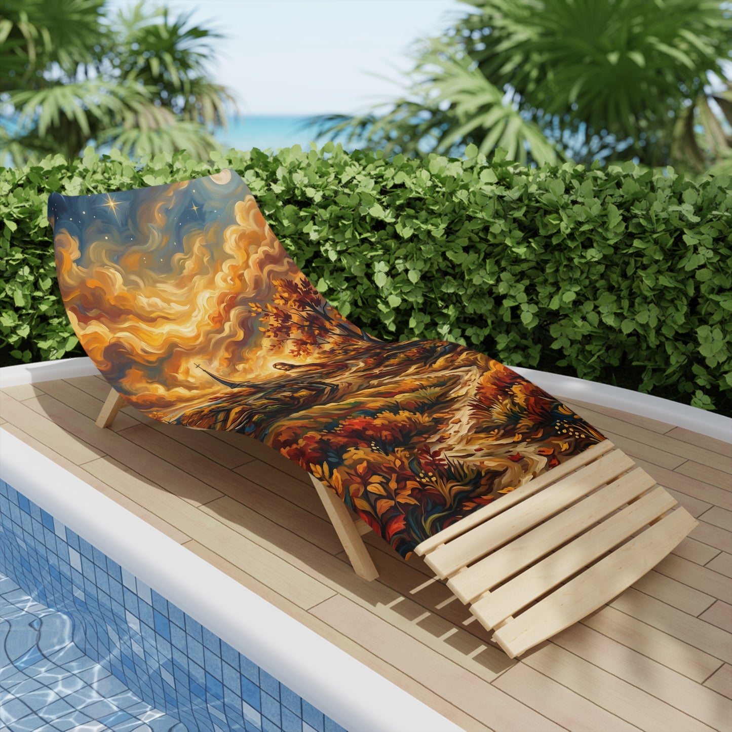 “Abide With Me - Autumn Church at Sunset” - Beach Towel