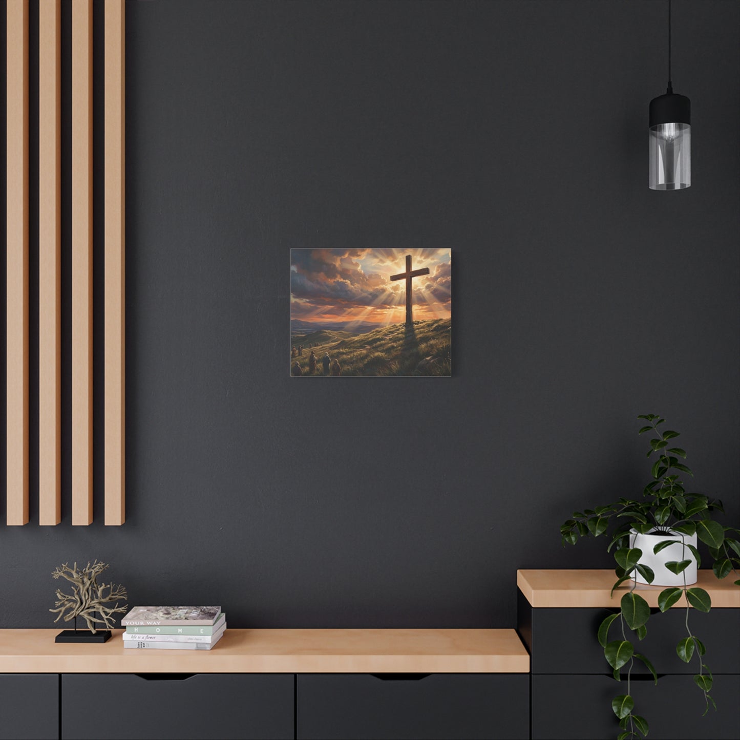 “The Old Rugged Cross - Sunset at Calvary” - Canvas Art