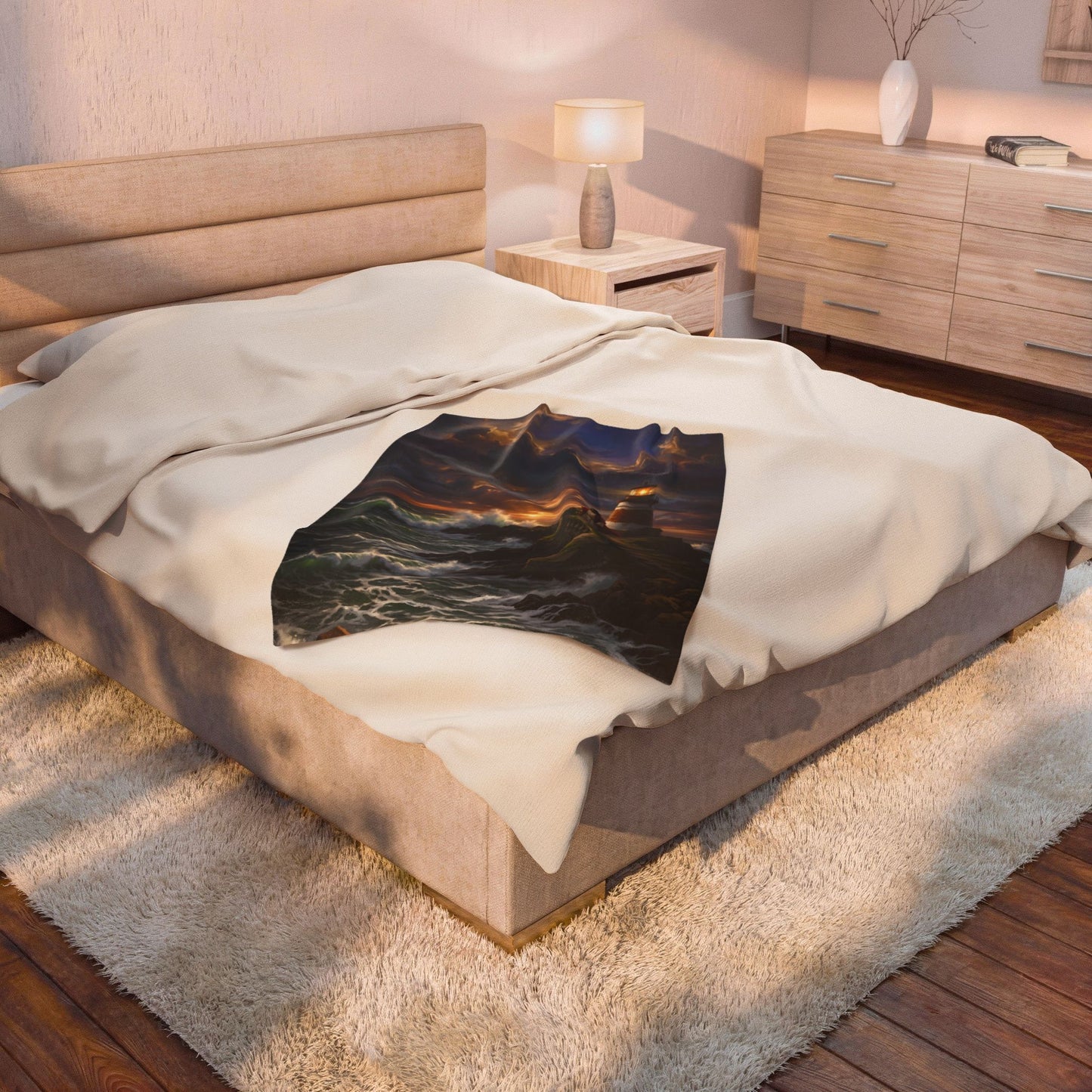 “Steadfast Hope - Lighthouse in the Storm” - Plush Blanket