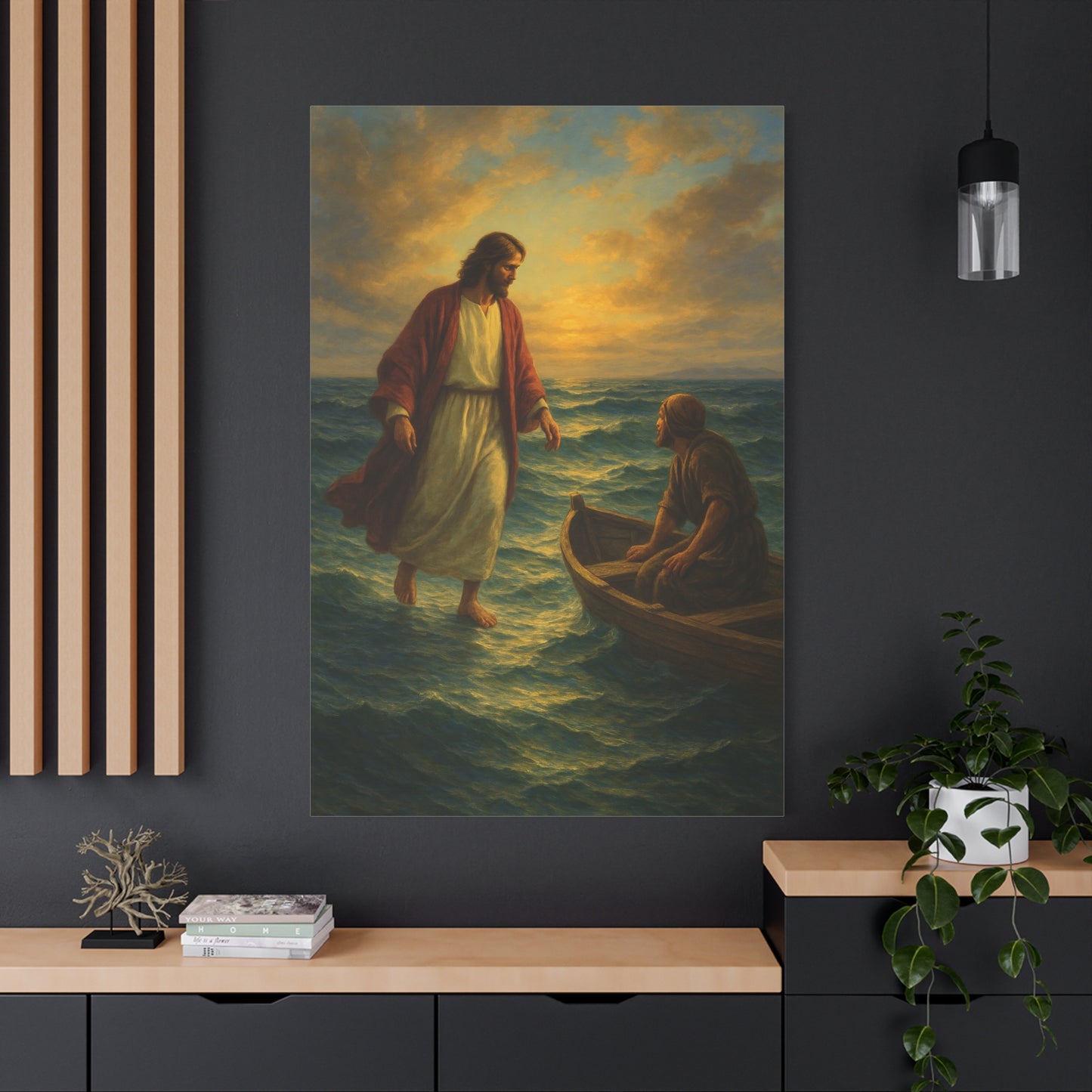 “Jesus Walks on Water – Divine Faith in the Storm” - Canvas Art