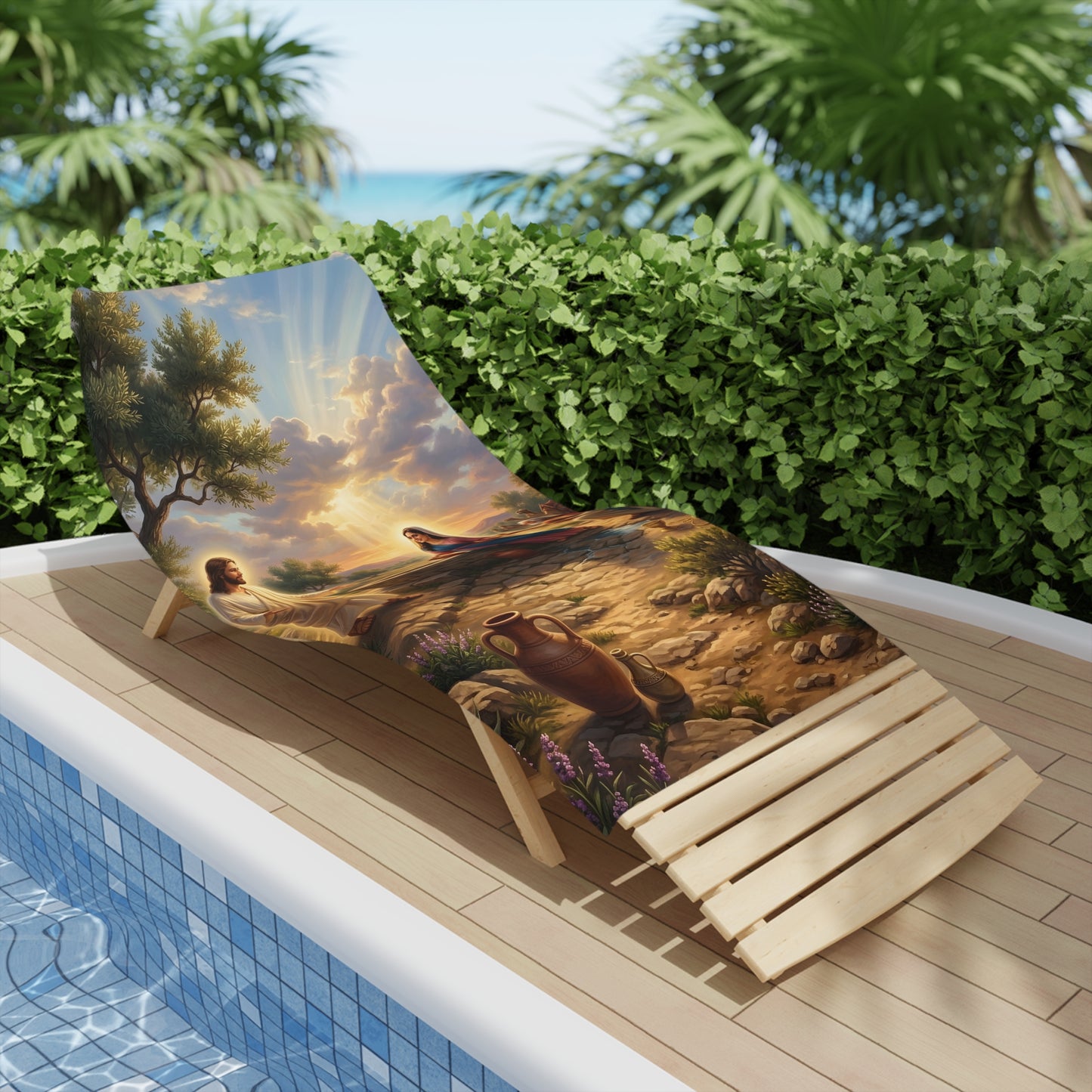 “Providence Unveiled - Rebekah at the Well” - Beach Towel