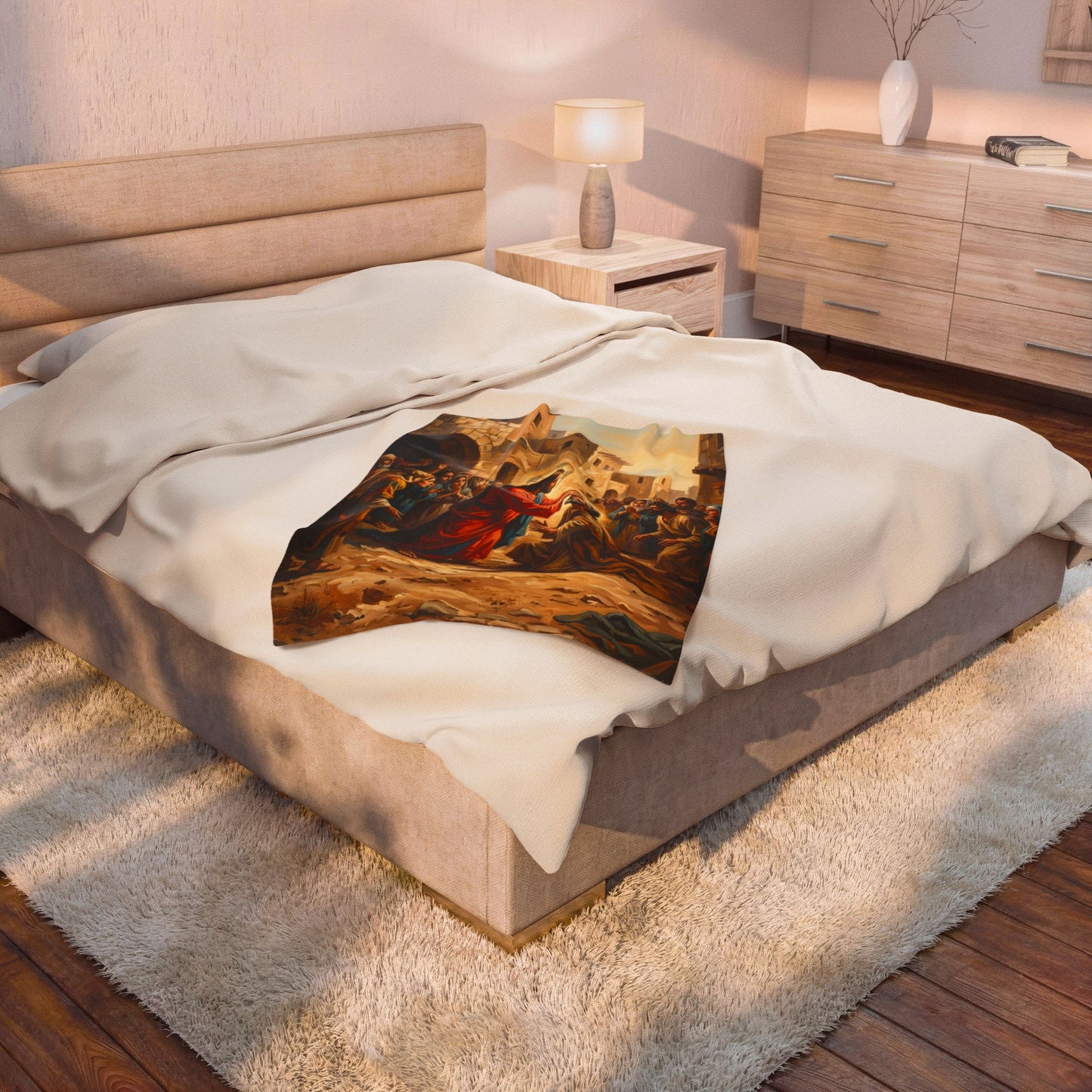 “He Opened My Eyes - Jesus Heals the Blind Man” - Plush Blanket