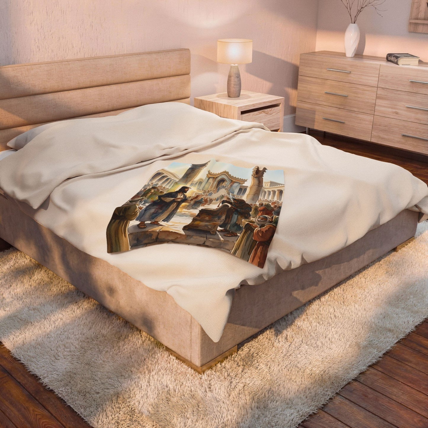 “Her Offering - The Widow's Mite at the Temple” - Plush Blanket