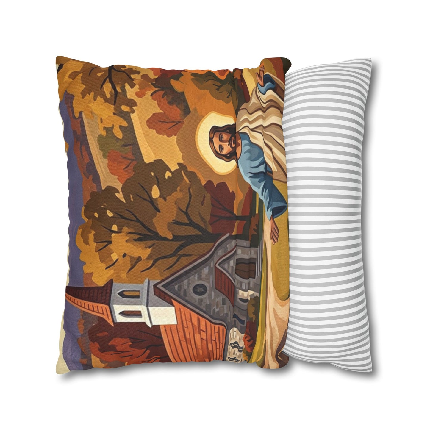 “Golden Harvest - Autumn Church in Tranquility” - Pillowcase