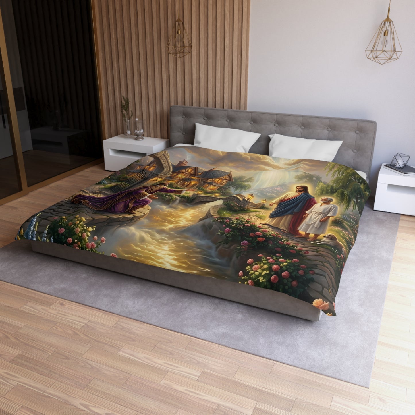 “The Great Reversal - Lazarus at the Rich Man’s Gate” - Duvet Cover