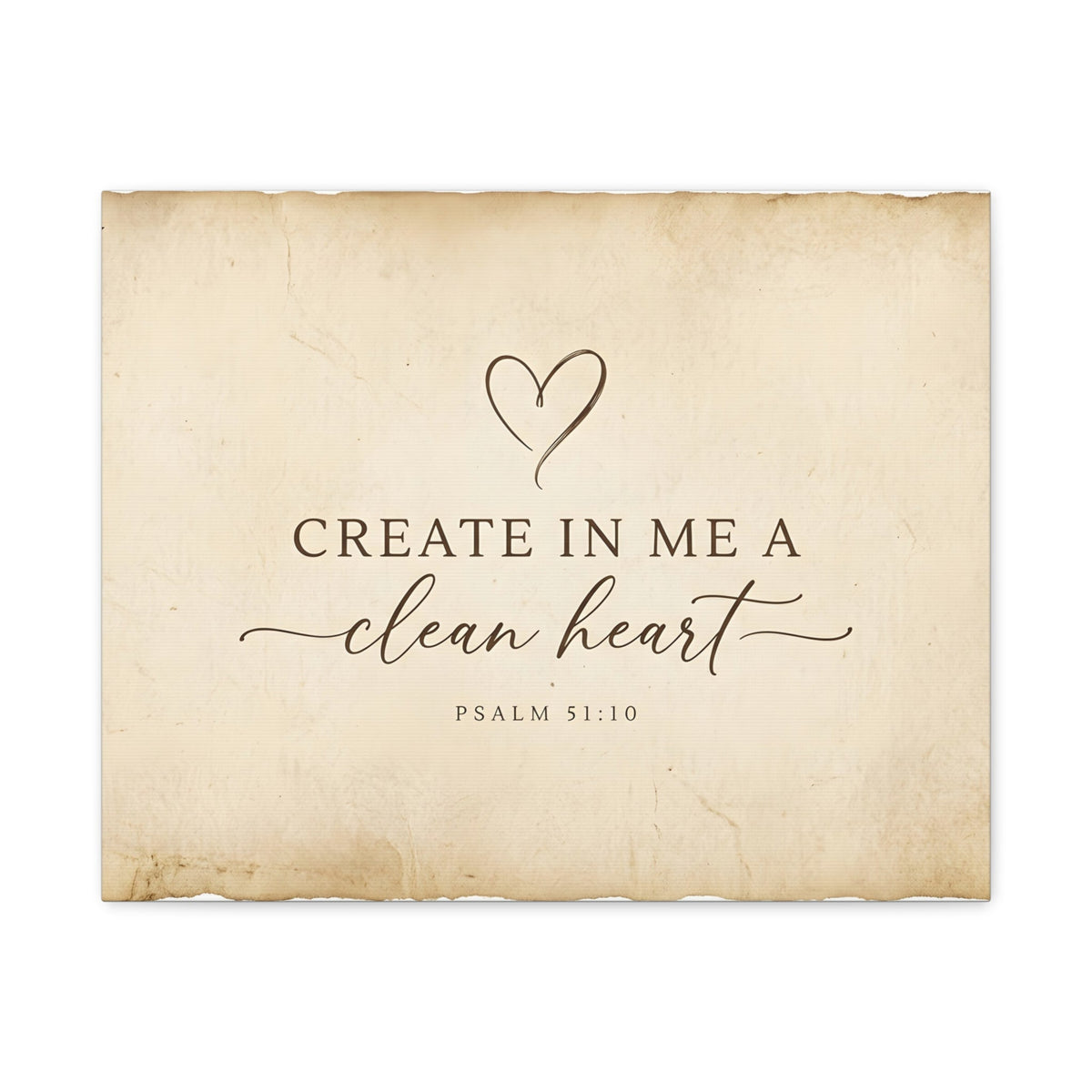 Clean Heart - Psalm 51:10 Typography - Canvas Art
