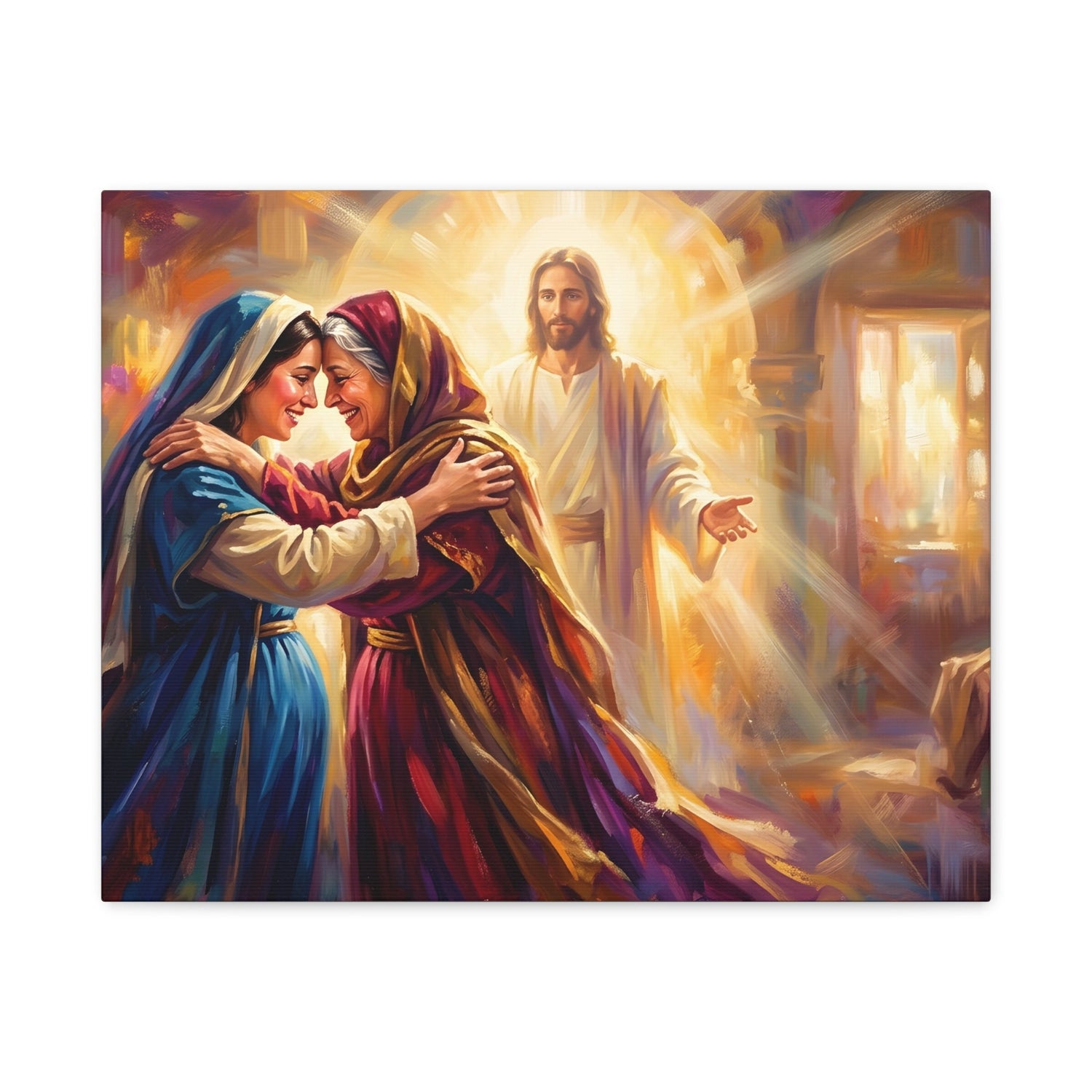 Divine Embrace - Mary and Elizabeth's Joyful Meeting - Canvas Art