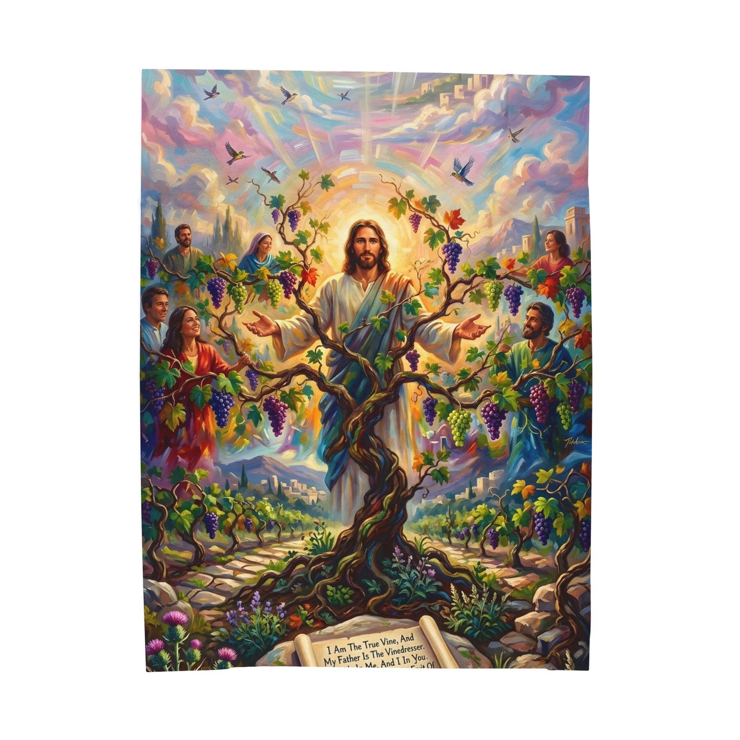 “I Am the True Vine - Abide in My Love” - Plush Blanket
