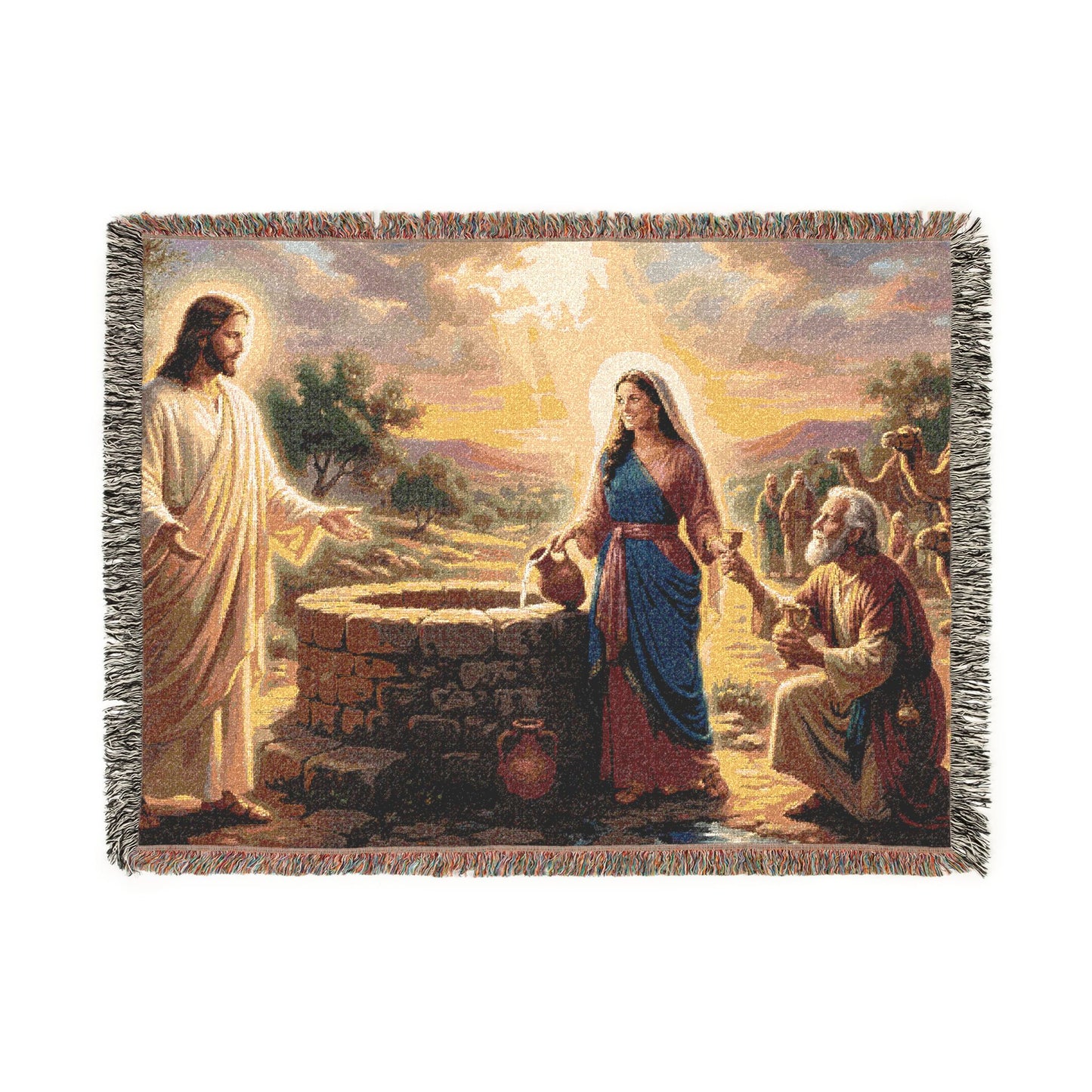 “Providence Unveiled - Rebekah at the Well” - Woven Blanket