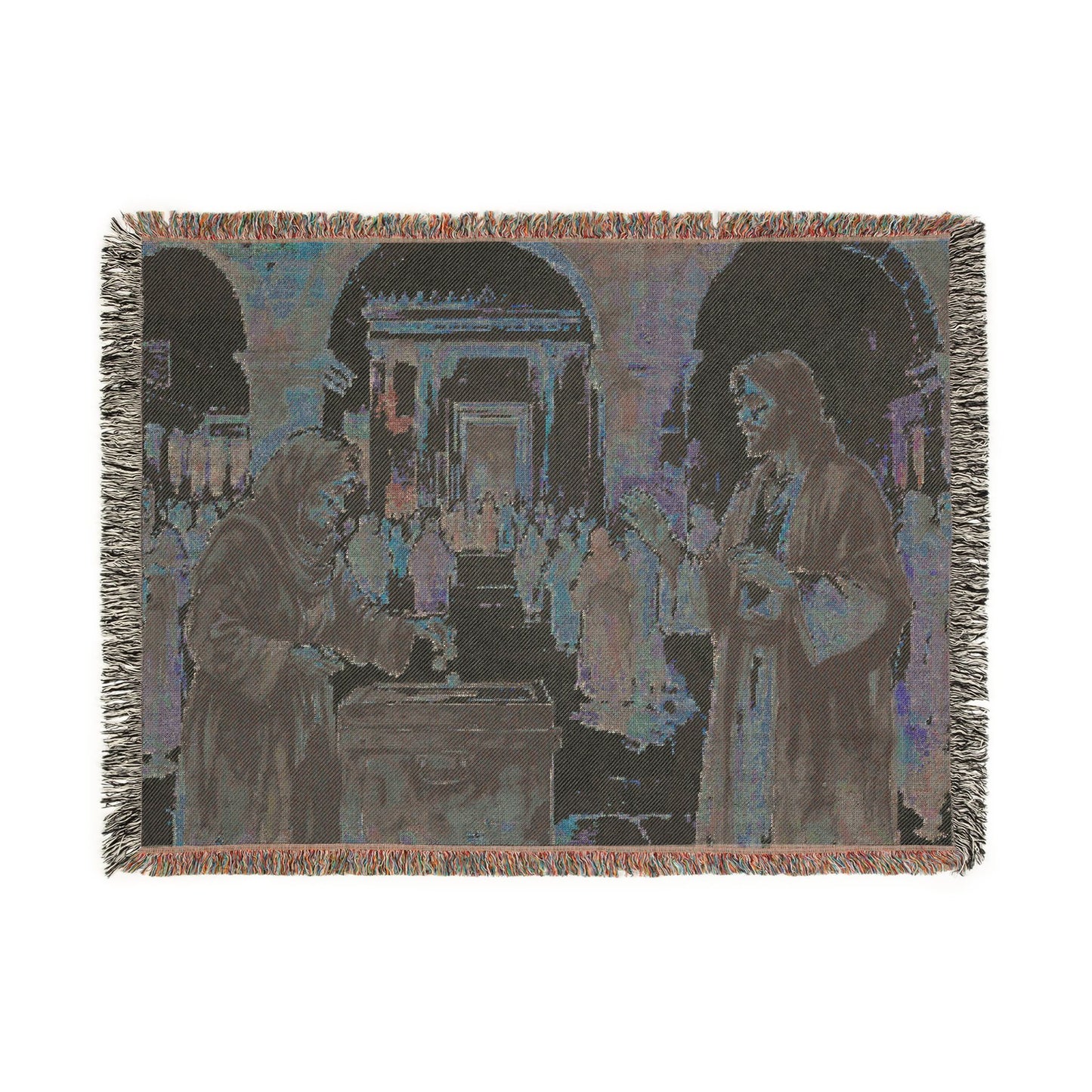 “Her Offering - The Widow's Mite at the Temple” - Woven Blanket