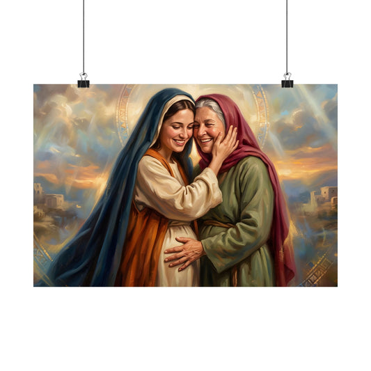 “Blessed Among Women - Mary and Elizabeth Embrace” - Poster