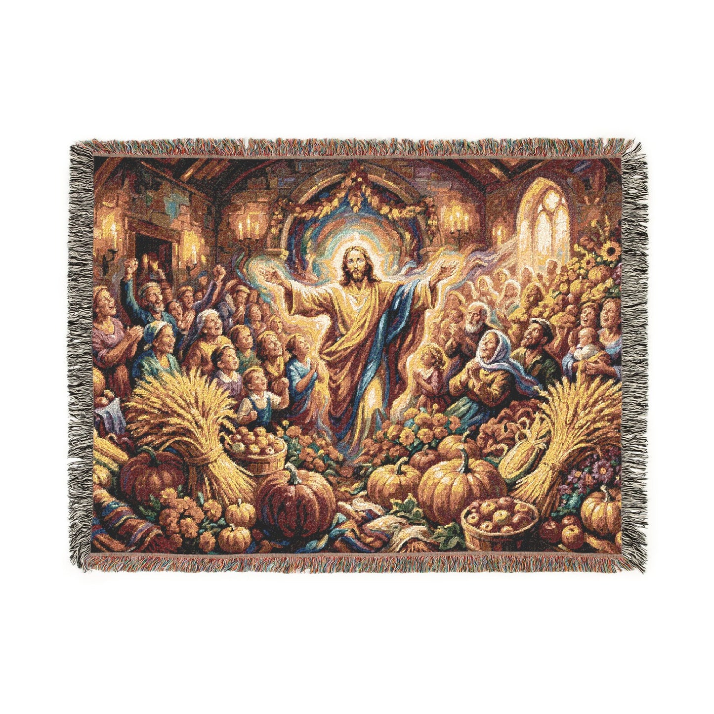 “Bountiful Blessings - A Harvest of Thanksgiving” - Woven Blanket