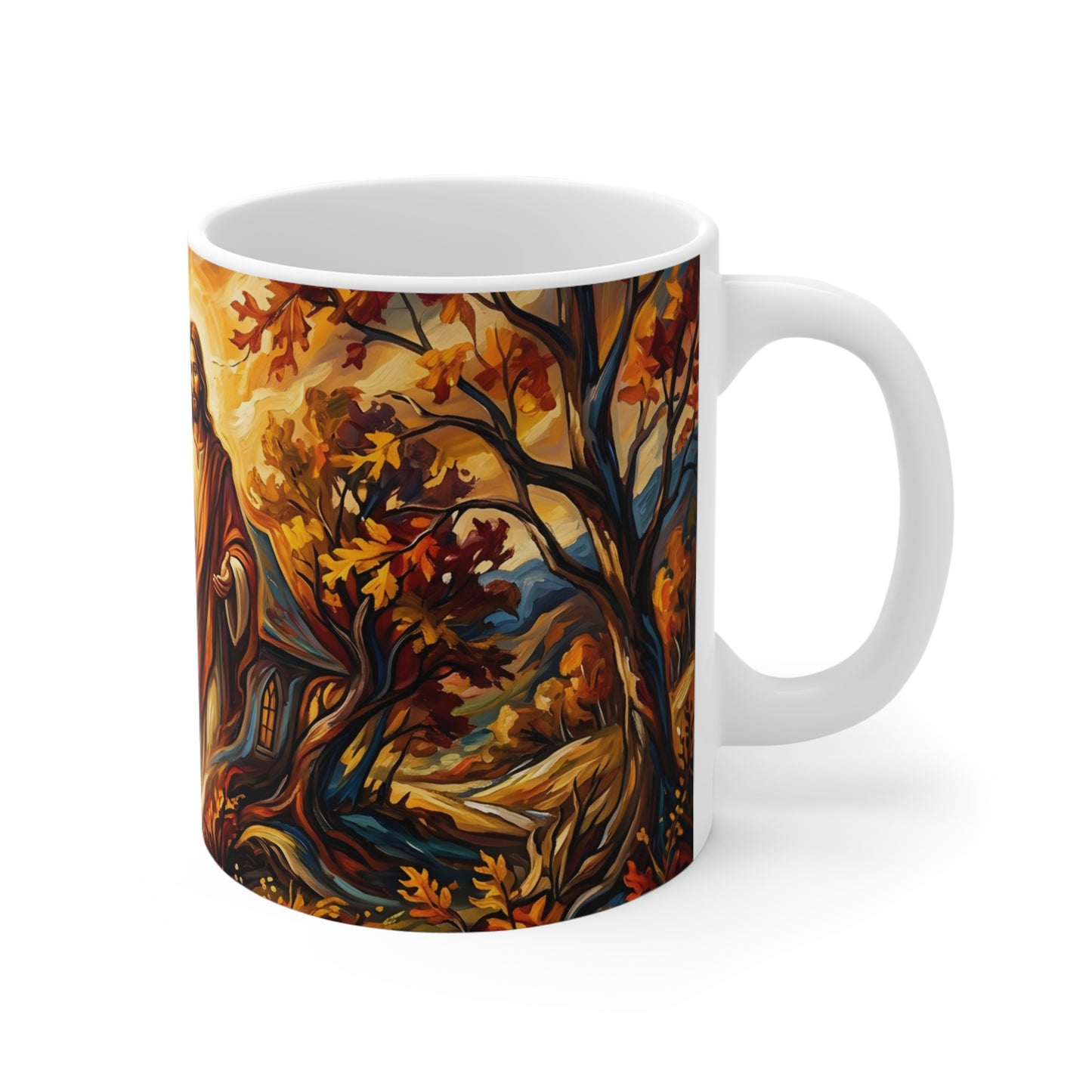 “Abide With Me - Autumn Church at Sunset” - Coffee Mug