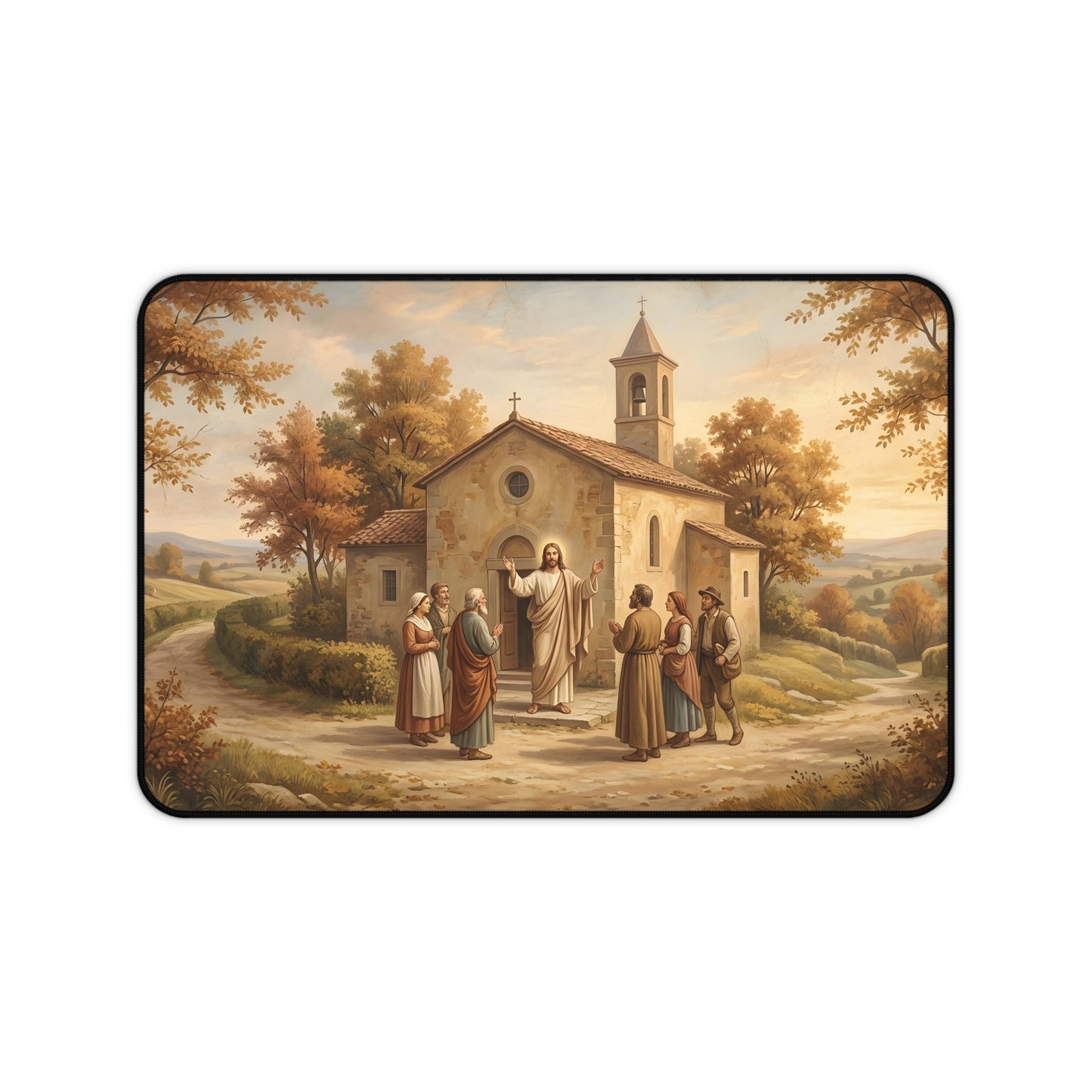 “Sanctuary in Serenity - Autumn's Golden Embrace” - Desk Mat