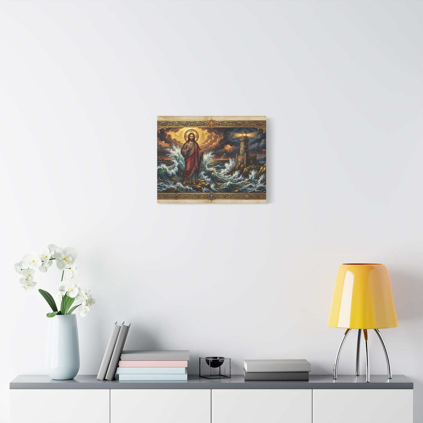 “Steadfast Hope - Lighthouse in the Storm” - Canvas Art