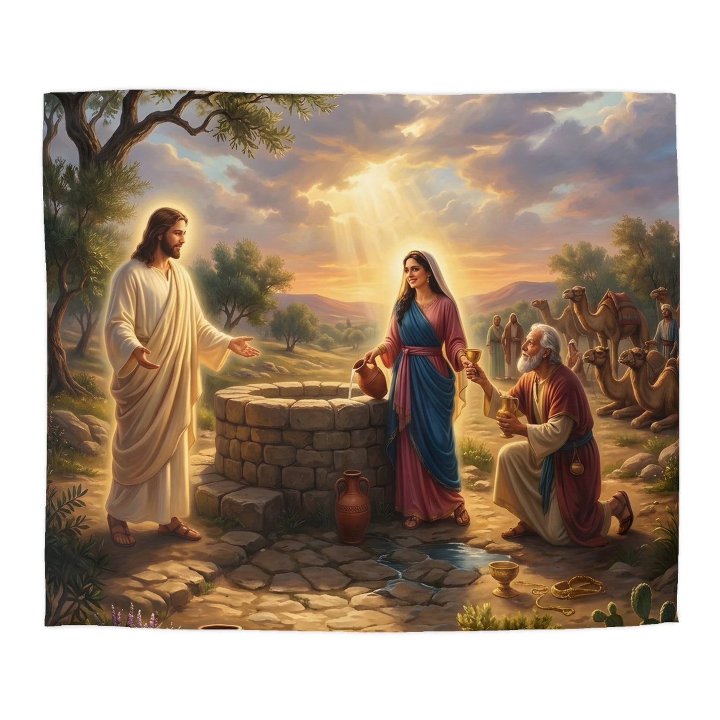 “Providence Unveiled - Rebekah at the Well” - Duvet Cover