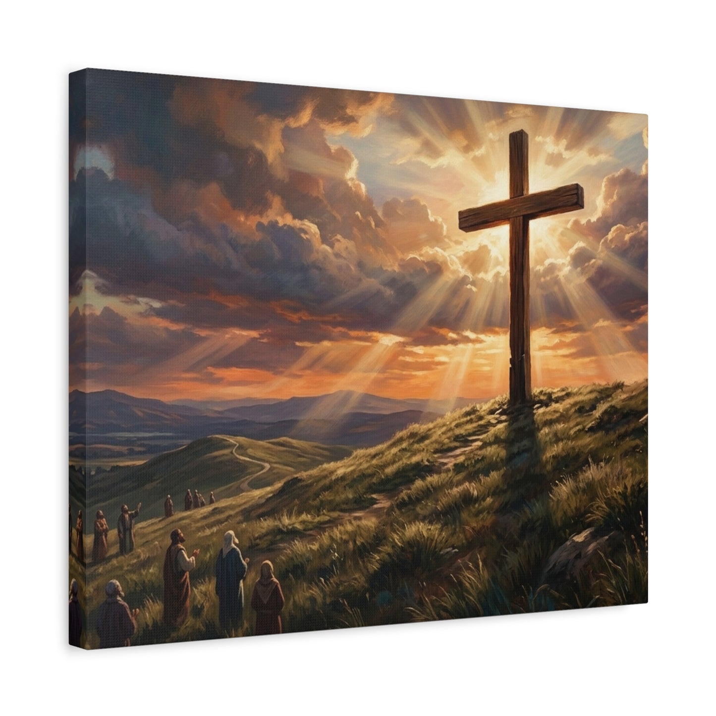 “The Old Rugged Cross - Sunset at Calvary” - Canvas Art