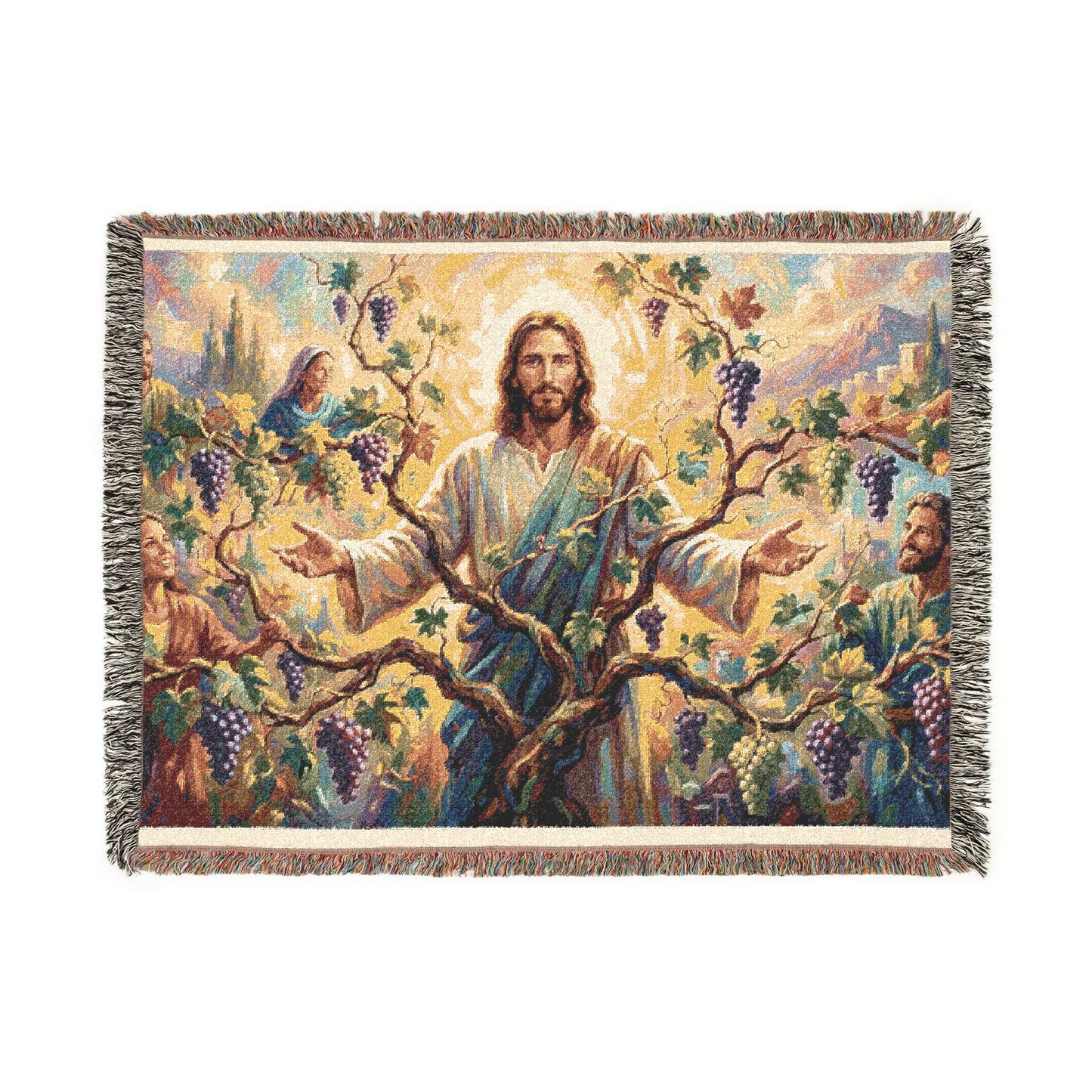 “I Am the True Vine - Abide in My Love” - Woven Blanket