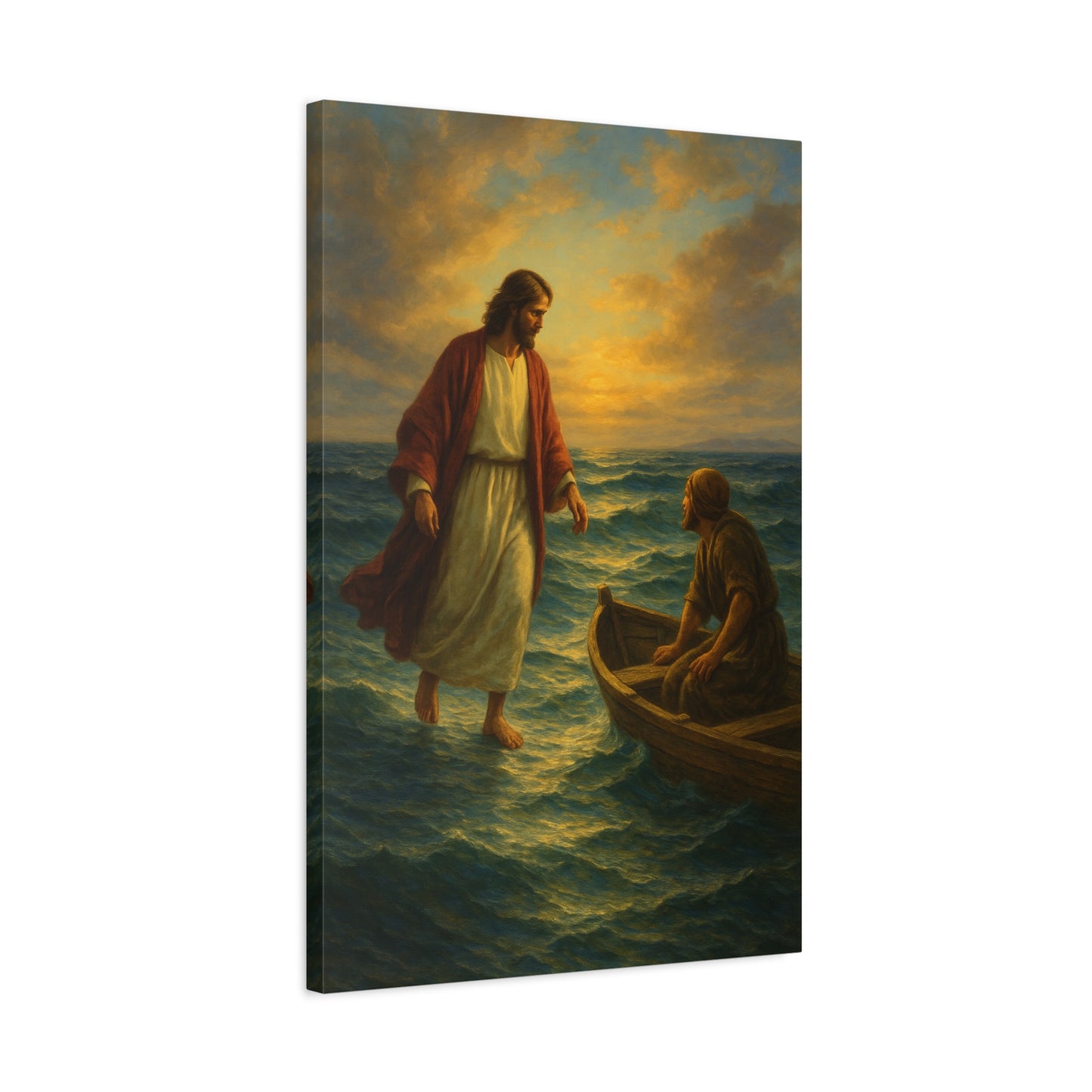 “Jesus Walks on Water – Divine Faith in the Storm” - Canvas Art