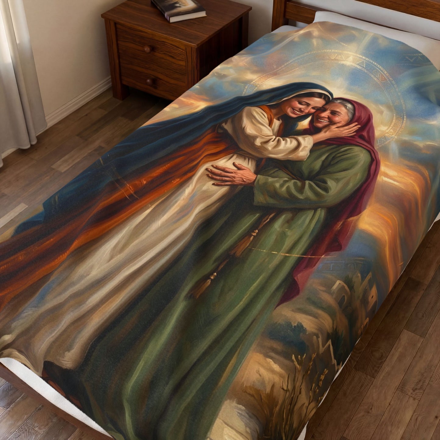 “Blessed Among Women - Mary and Elizabeth Embrace” - Plush Blanket
