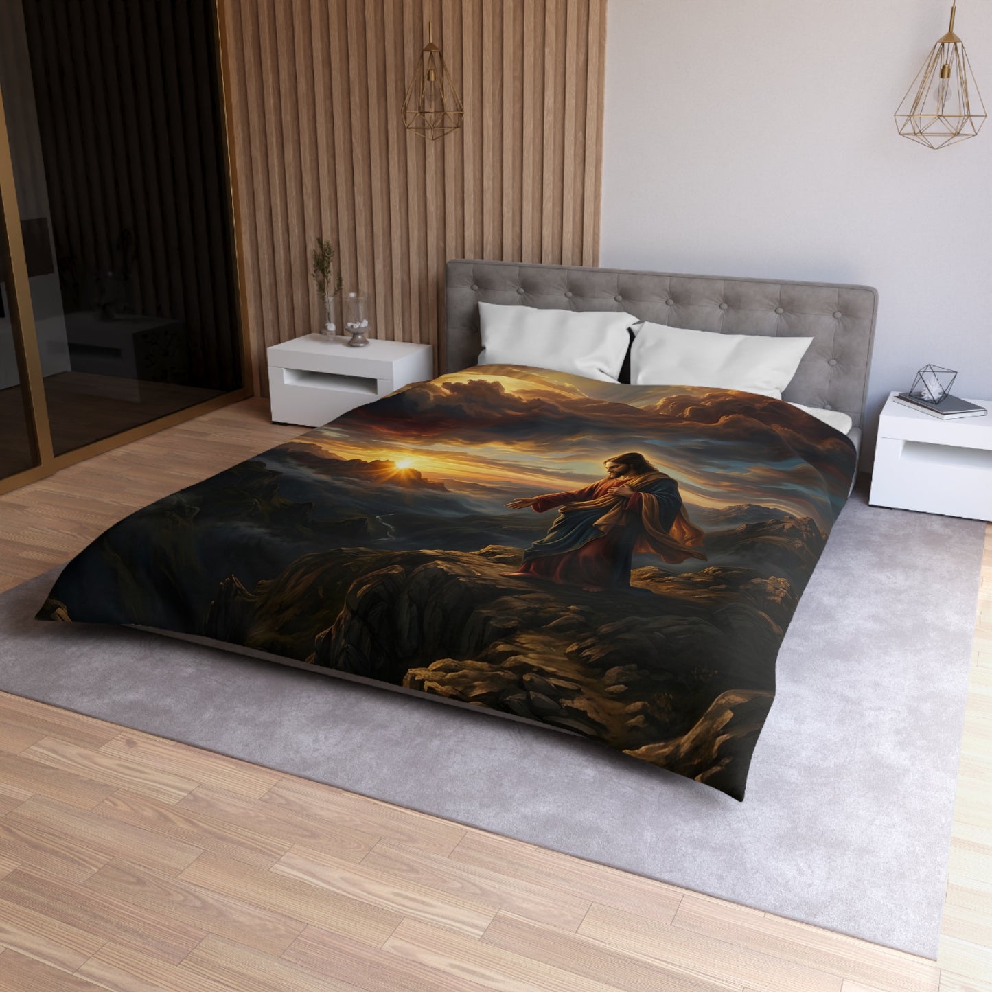“Joy Comes in the Morning - Sunrise Over Dark Valley” - Duvet Cover