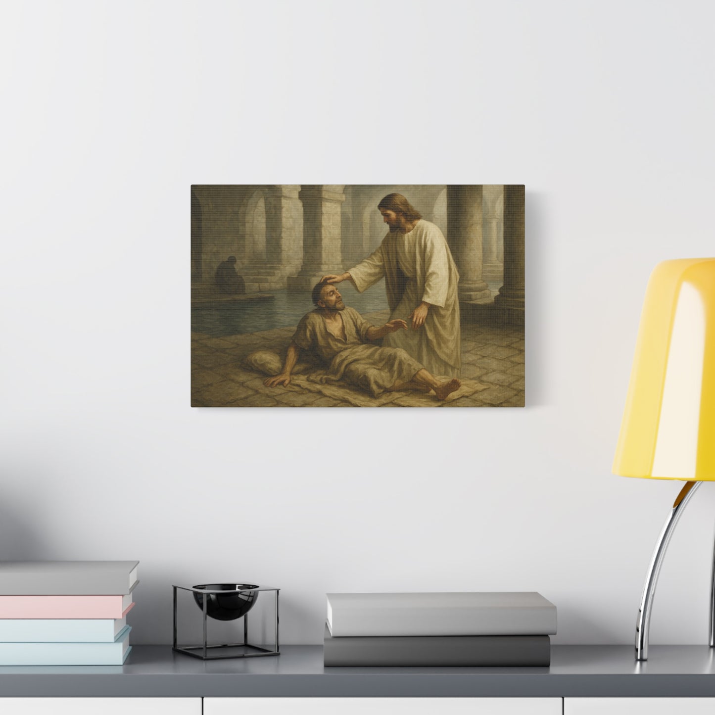 “Rise, Take Up Your Mat – Jesus Heals at the Pool of Bethesda” - Canvas Art