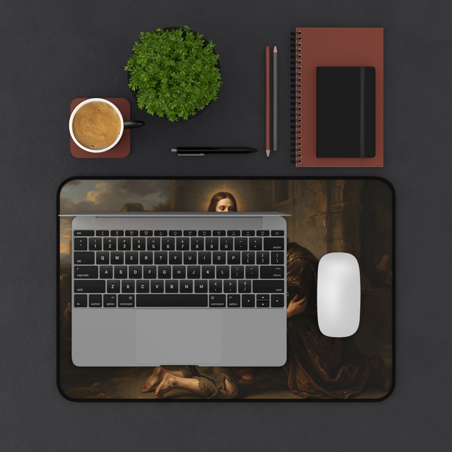 The prodigal son running toward his father - Desk Mat
