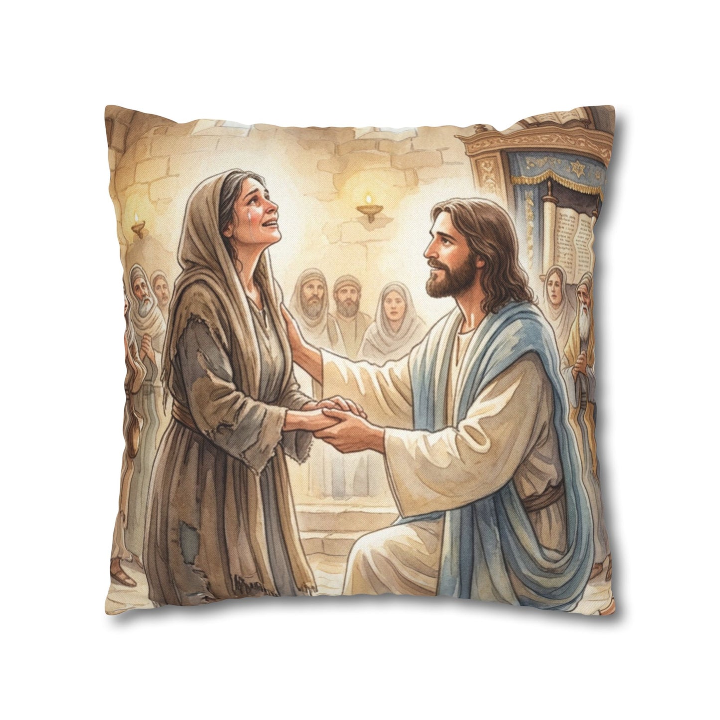 “Released - Jesus Heals the Bent Woman” - Pillowcase