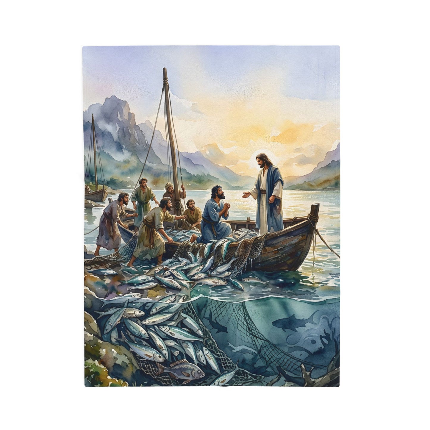 “Cast Your Nets - The Miraculous Catch” - Plush Blanket
